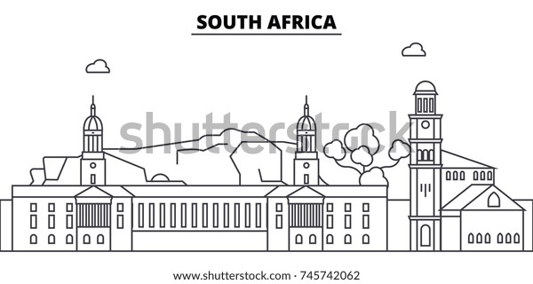 South Africa Architecture Skyline Buildings Silhouette Stock Vector ...