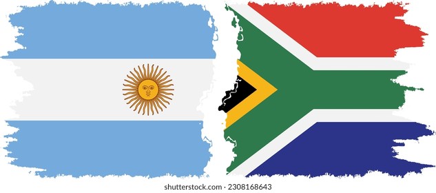 South Africa and Argentina grunge flags connection, vector