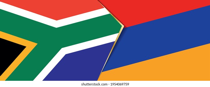 South Africa and Armenia flags, two vector flags symbol of relationship or confrontation.