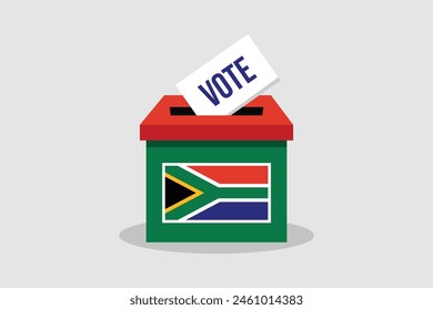 South Africa Ballot Box Flat and minimalist vector illustration concept. Vote Conceptual Art. Elections.