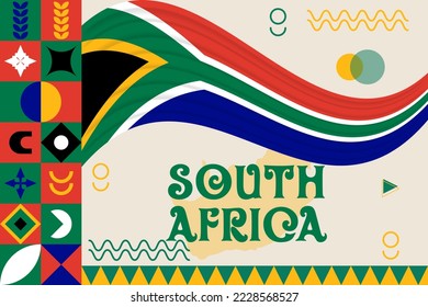 South Africa banner with cultural design. National day design for South Africa celebration