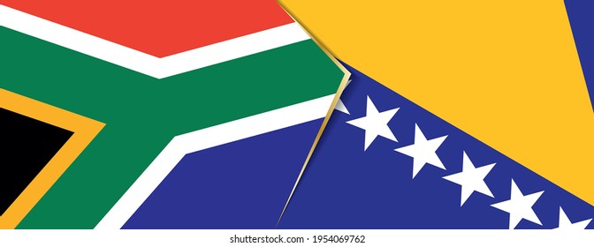 South Africa and Bosnia and Herzegovina flags, two vector flags symbol of relationship or confrontation.