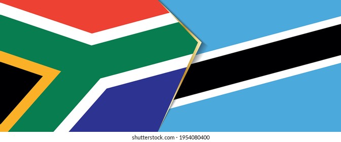 South Africa and Botswana flags, two vector flags symbol of relationship or confrontation.