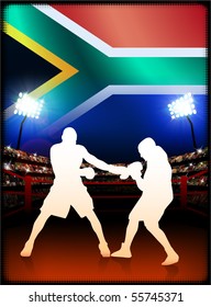 South Africa Boxing Event with Stadium Background and Flag Original Illustration