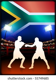 South Africa Boxing Event with Stadium Background and Flag Original Illustration