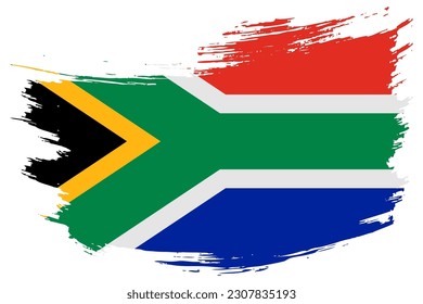 South Africa brush stroke flag vector background. Hand drawn grunge style South African painted isolated banner.