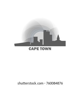 South Africa Cape Town black white sunrise sunset city panorama landscape skyline flat icon logo