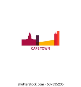 South Africa Cape Town city landscape panorama silhouette view vector banner