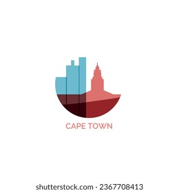 Südafrika Kapstadt Stadt skyline Hauptstadt Panorama Vektor flach modernes Logo Symbol. afrikanische Emblem-Idee mit Wahrzeichen und Bau von Silhouetten