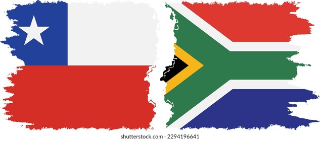 South Africa and Chile grunge flags connection, vector