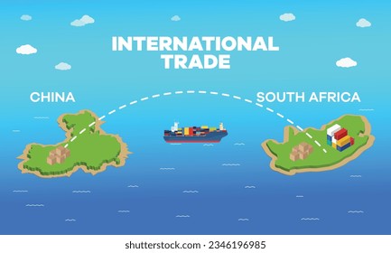 South Africa and China international trade relation. Vector illustration design
