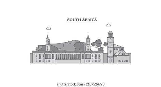 South Africa city skyline isolated vector illustration, icons