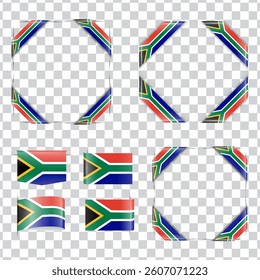 South Africa corner national flag with shadow