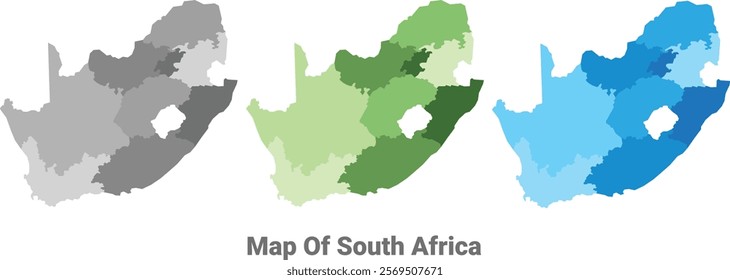 South Africa country map in different colors