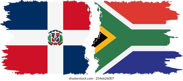 África do Sul e República Dominicana grunge flags connection, vetor