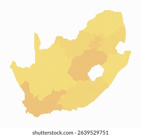 South Africa dotted map. Digital style map of the country on a white background. South Africa shape with circle dots. Colored dots style. Small-sized circles. Amazing vector illustration.