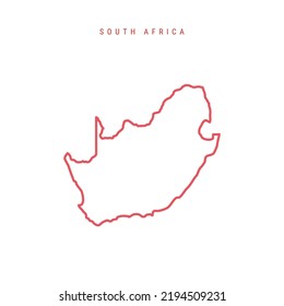 South Africa editable outline map. South African red border. Country name. Adjust line weight. Change to any color. Vector illustration.