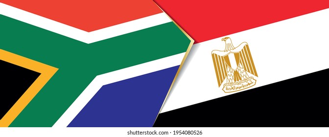 South Africa and Egypt flags, two vector flags symbol of relationship or confrontation.