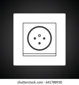 South Africa electrical socket icon. Black background with white. Vector illustration.