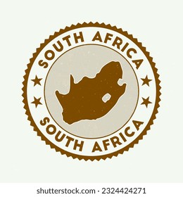 South Africa emblem. Country round stamp with the shape of South Africa, isolines, and round text. Amazing badge. Astonishing vector illustration.