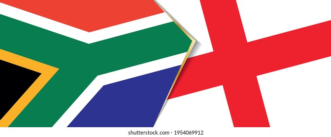 South Africa and England flags, two vector flags symbol of relationship or confrontation.