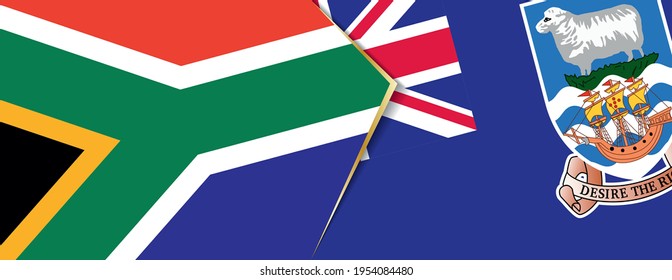 South Africa and Falkland Islands flags, two vector flags symbol of relationship or confrontation.
