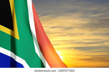 South Africa flag against the sunset. EPS10 vector