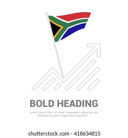 South Africa Flag with analytics graph up, Bold heading and place for text template