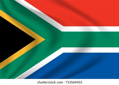 South Africa flag background with cloth texture. South Africa Flag vector illustration.