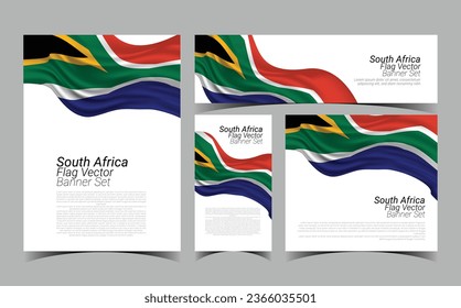 Banner Set Vector de Bandera de Sudáfrica, banner de medios sociales,