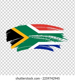 South Africa flag with brush paint textured isolated on png or transparent background, template for banner, promote, design.