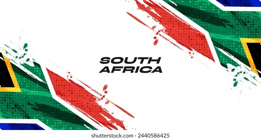 South Africa Flag with Brush Paint Style and Halftone Effect. South Africa Flag Background with Grunge Concept