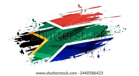 South Africa Flag with Brush Paint Style and Halftone Effect. South Africa Flag Background with Grunge Concept