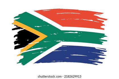 South Africa flag in brush stroke background.