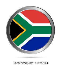 South Africa flag button on a white background. The colors of original. Vector illustration.