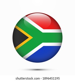 South Africa flag circle shape button glass texture vector illustration