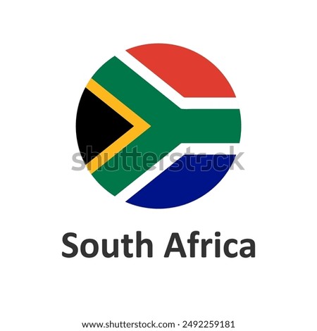 South Africa flag in circle shape with word SOUTH AFRICA