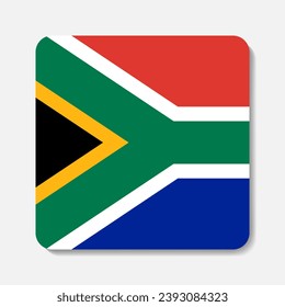 South Africa flag flat icon. Square vector element with shadow underneath. Best for mobile apps, UI and web design.