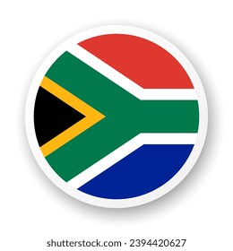 South Africa flag flat icon. Round vector element with shadow underneath. Best for mobile apps, UI and web design.