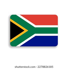 South Africa flag - flat vector rectangle with rounded corners and dropped shadow.