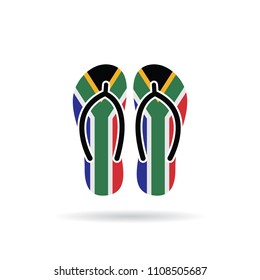 South Africa flag flip flop sandals icon on a white background.