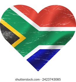 South Africa Flag in heart shape grunge vintage. South Africa Flag Heart. Vector flag, symbol. 