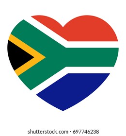 South Africa flag in the heart, vector illustration.