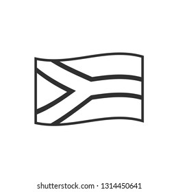 South Africa flag icon in black outline flat design. Independence day or National day holiday concept.