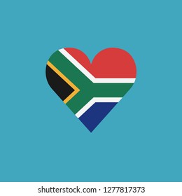 South Africa flag icon in a heart shape in flat design. Independence day or National day holiday concept.