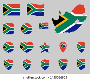 South Africa flag icon set, flag of the Republic of South Africa symbols