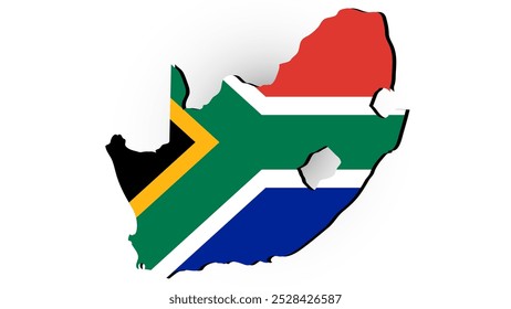 south africa with flag isolated on white background for icon logo web graphic. vector illustration.