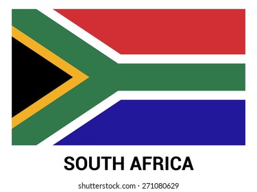 South Africa flag isolated vector in official colors and Proportion Correctly. country's name label in bottom