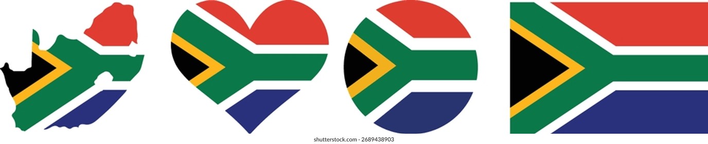 Bandera de Sudáfrica, mapa, Botón, corazón, amor, ronda, círculo PNG Ilustración vectorial	