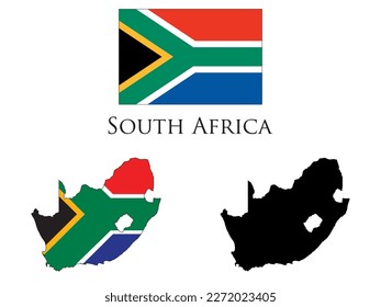 south africa Flag and map illustration vector 